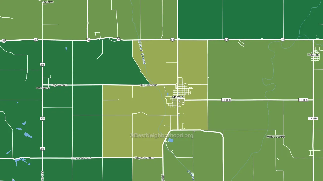 Malvern, IA block-group voter-turnout map