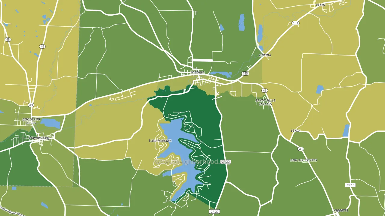 Malvern, OH block-group voter-turnout map