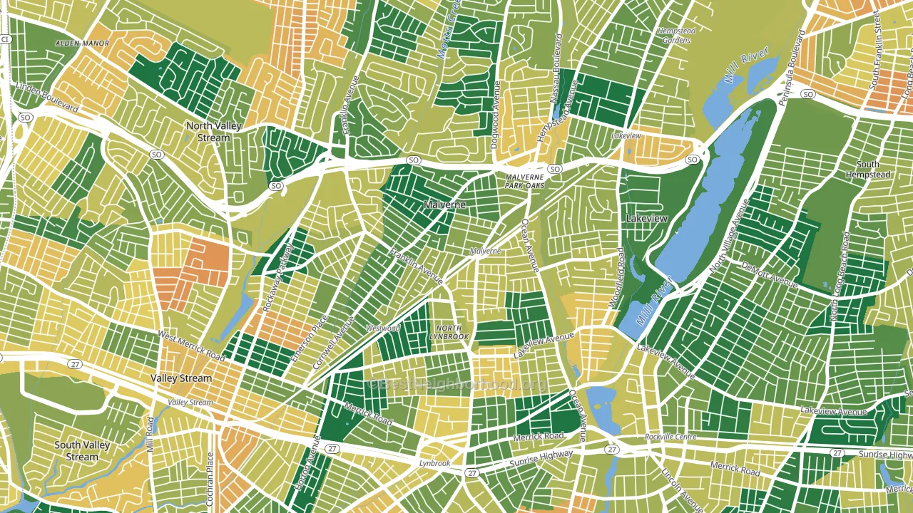 Malverne, NY block-group voter-turnout map