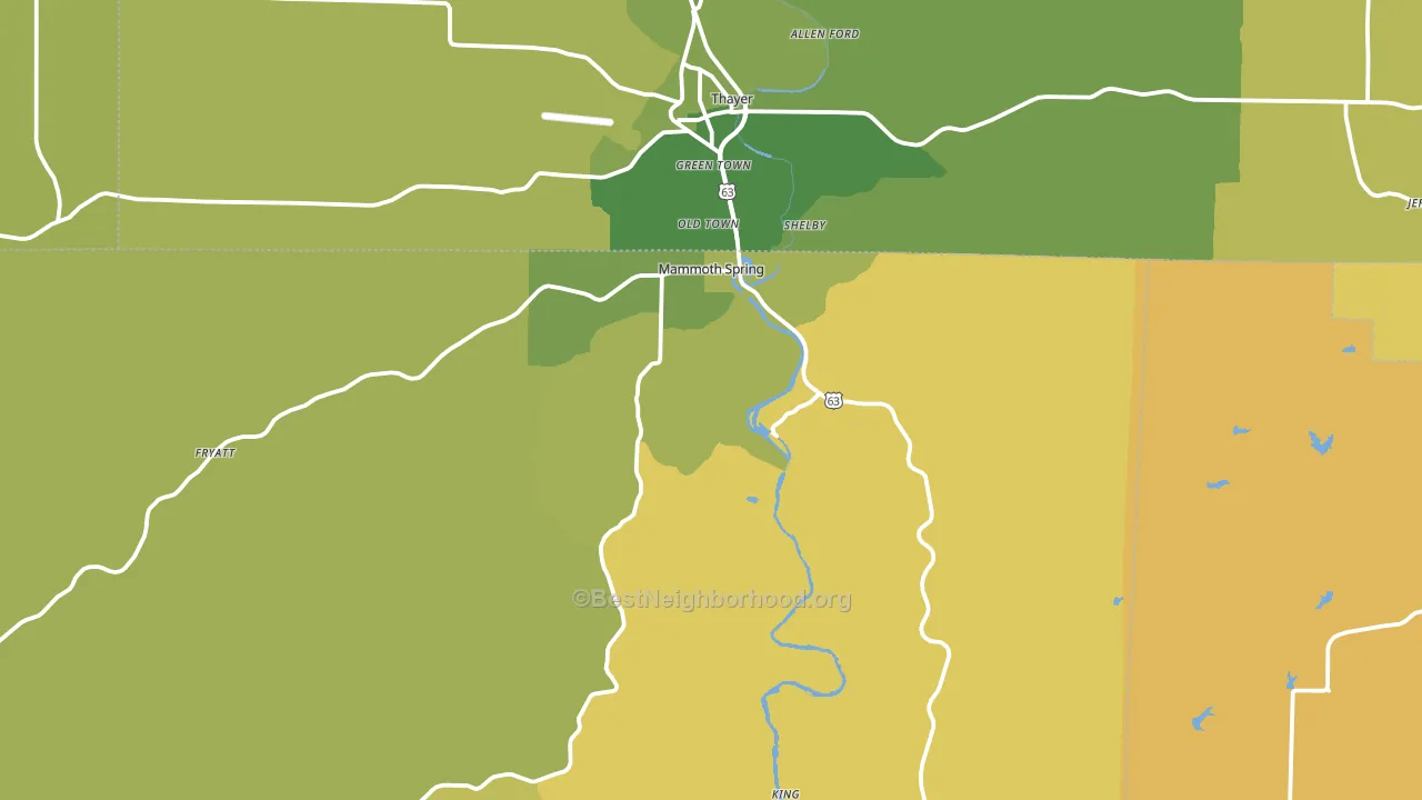 Mammoth Spring, AR block-group voter-turnout map