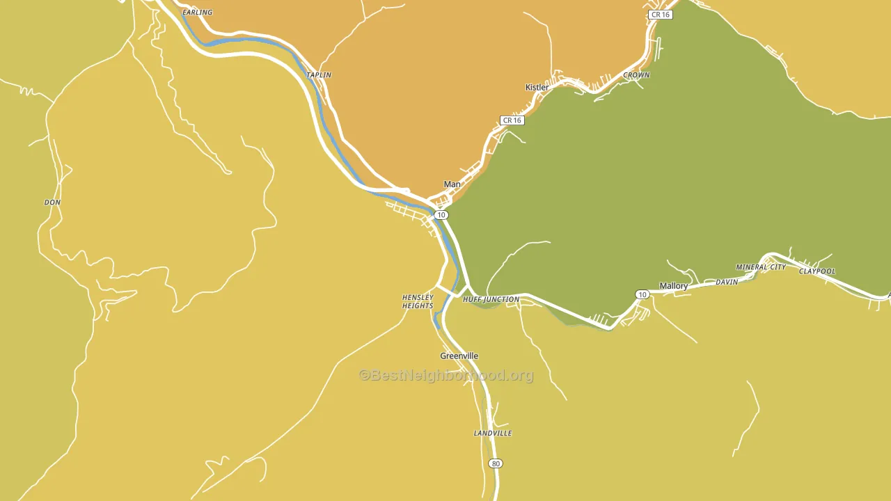 Man, WV block-group voter-turnout map