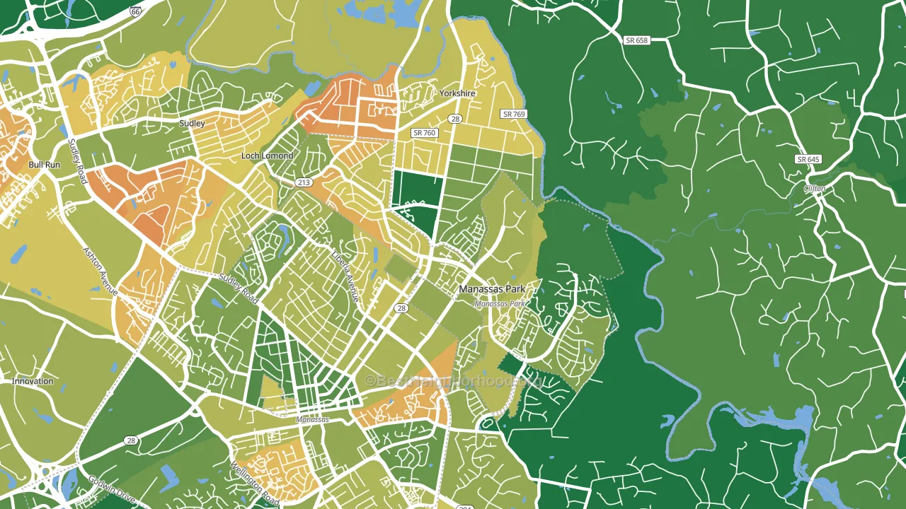 Manassas Park, VA block-group voter-turnout map