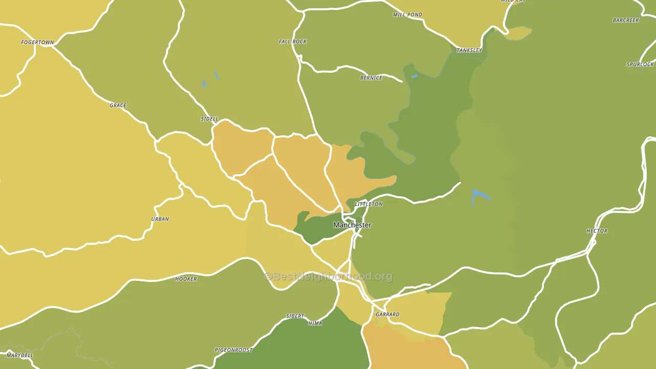 Manchester, KY block-group voter-turnout map
