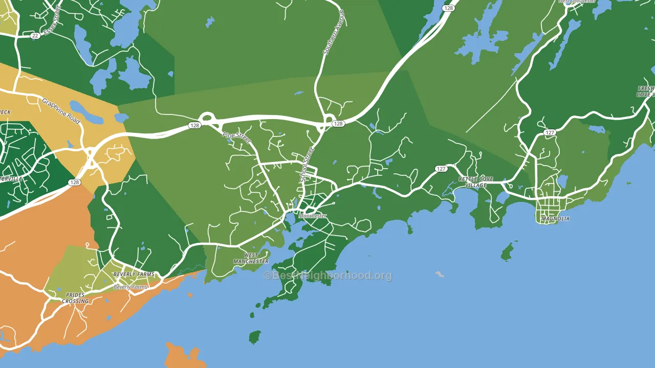 Manchester, MA block-group voter-turnout map