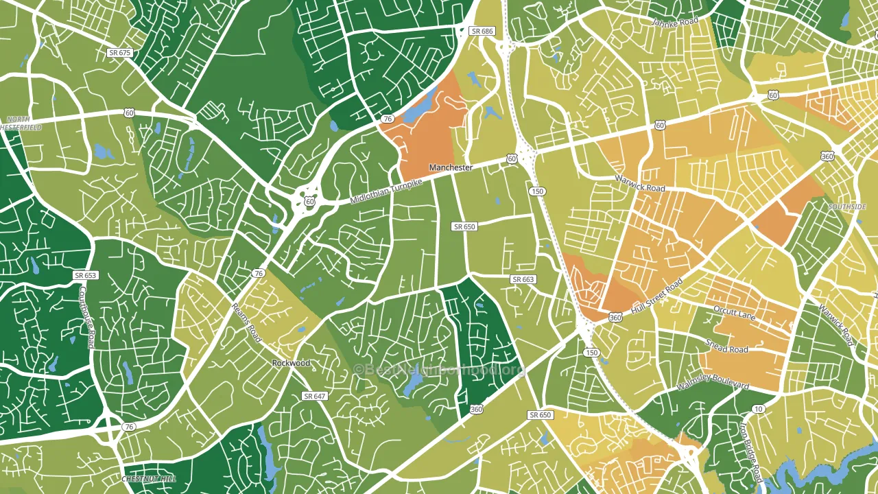 Manchester, VA block-group voter-turnout map