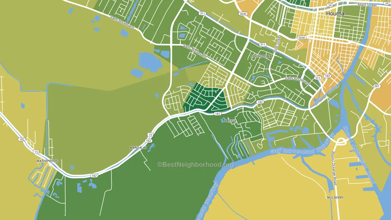 Mandalay, LA block-group voter-turnout map