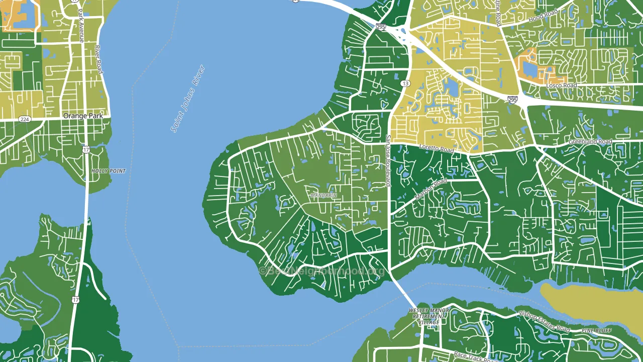 Mandarin, Jacksonville, FL block-group voter-turnout map