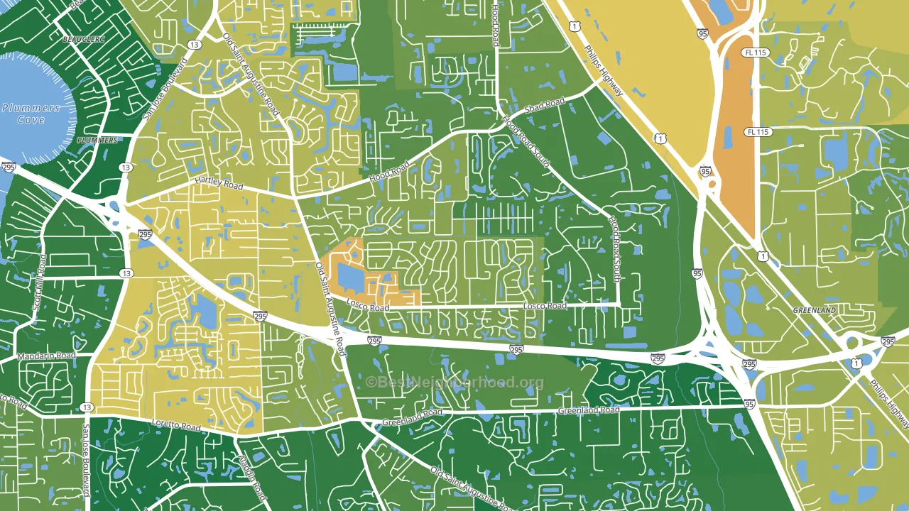 Mandarin Station-Losco, Jacksonville, FL block-group voter-turnout map