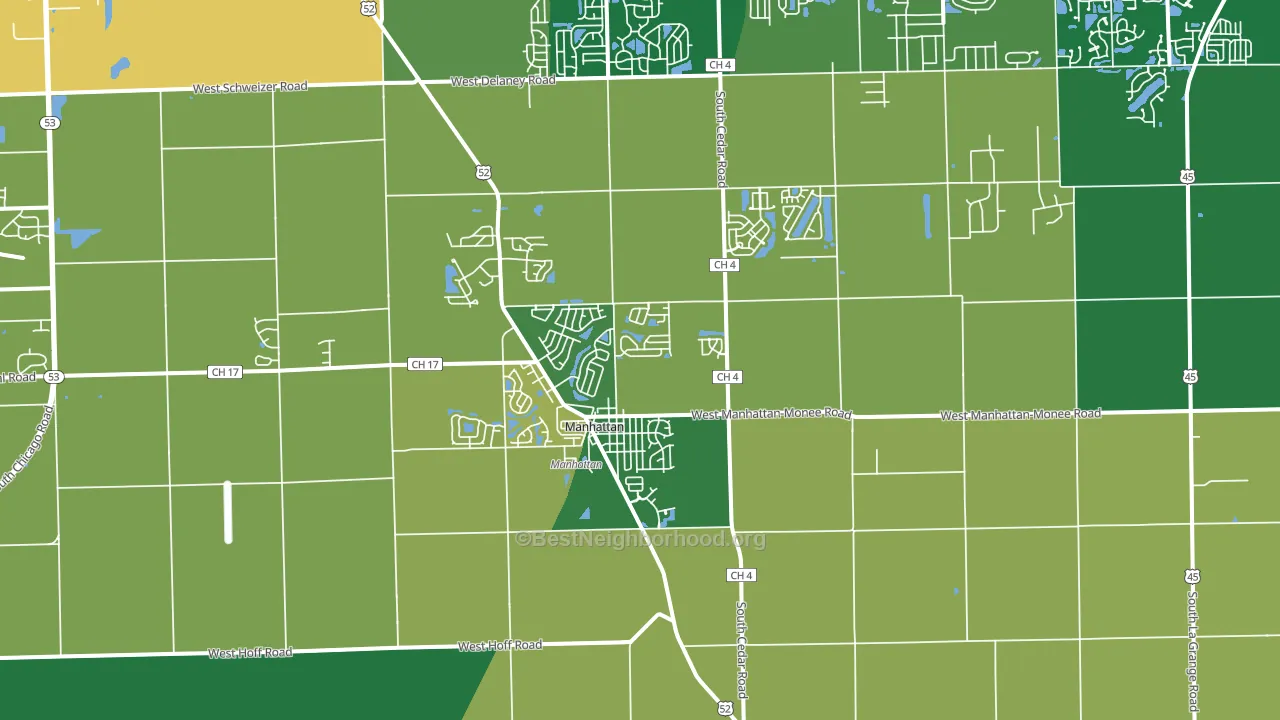 Manhattan, IL block-group voter-turnout map