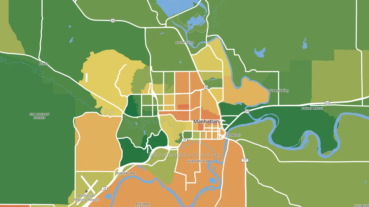 Manhattan, KS block-group voter-turnout map