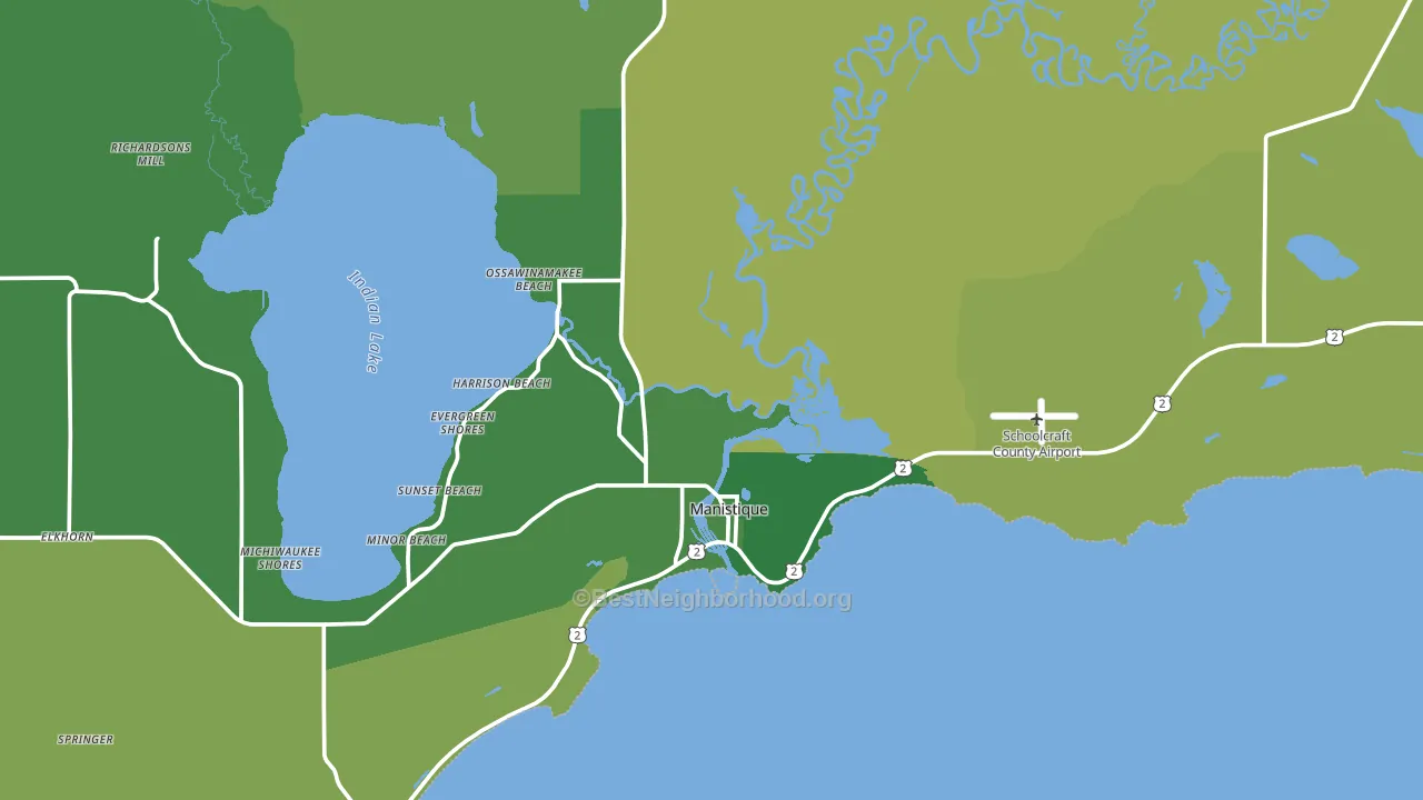 Manistique, MI block-group voter-turnout map