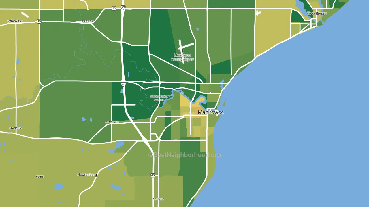 Manitowoc, WI block-group voter-turnout map