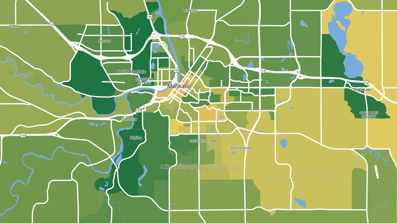Mankato, MN block-group voter-turnout map