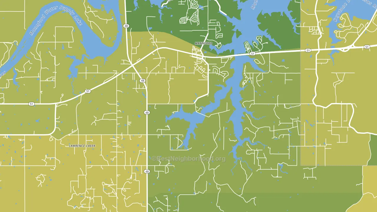 Mannford, OK block-group voter-turnout map