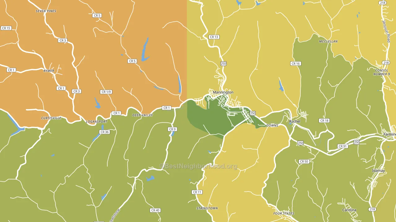 Mannington, WV block-group voter-turnout map