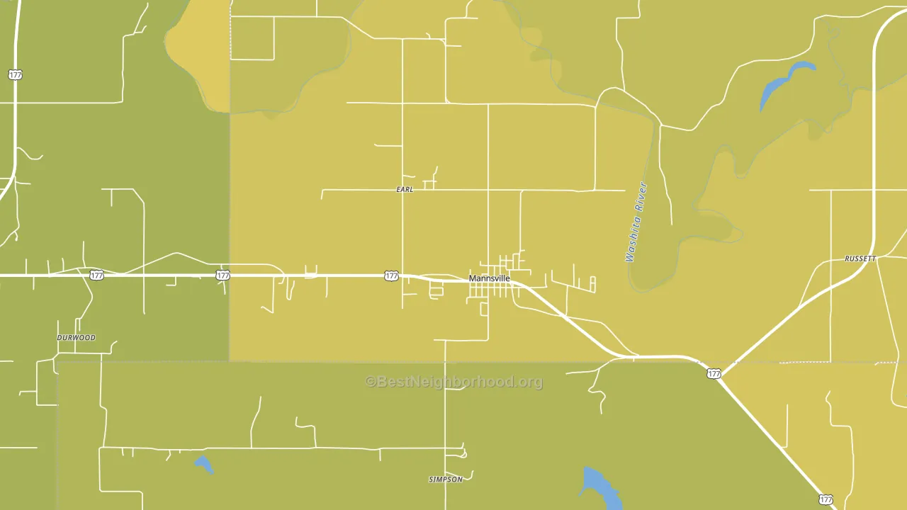 Mannsville, OK block-group voter-turnout map