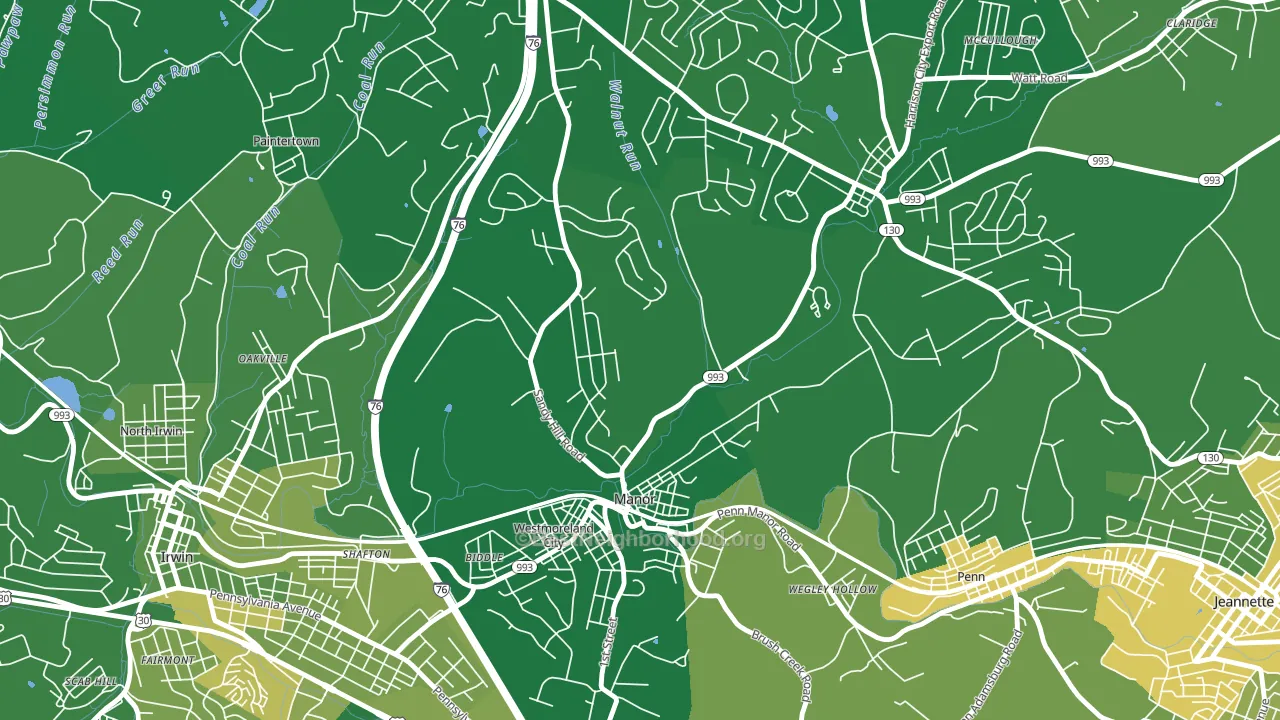 Manor, PA block-group voter-turnout map