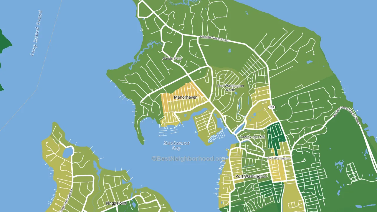 Manorhaven, NY block-group voter-turnout map