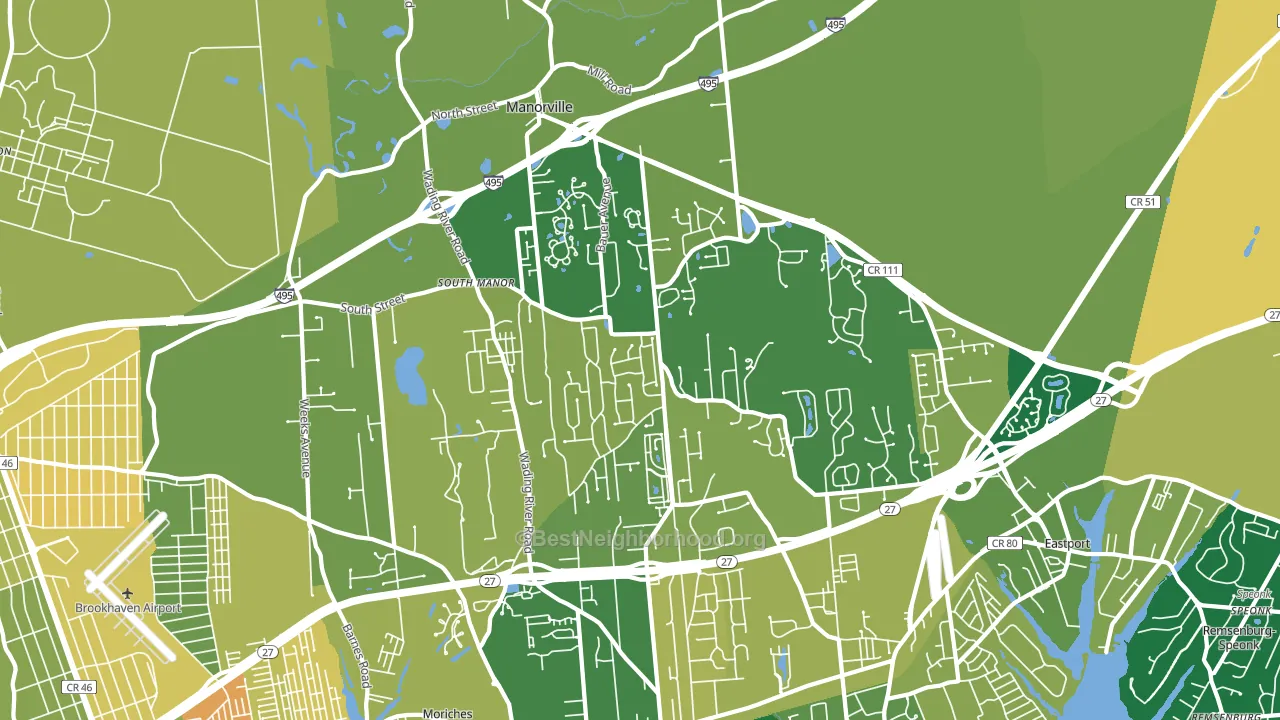 Manorville, NY block-group voter-turnout map