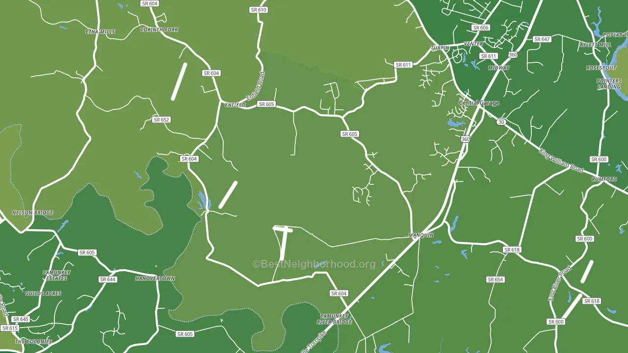 Manquin, VA block-group voter-turnout map