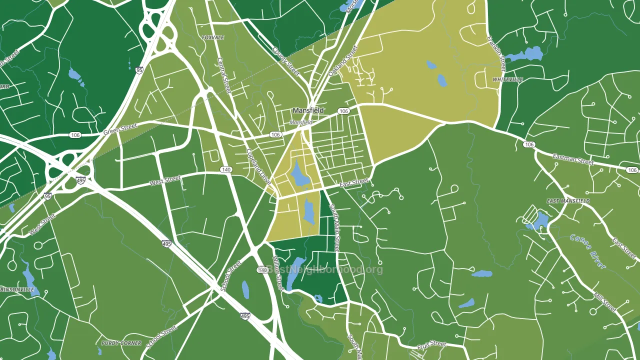 Mansfield Center, MA block-group voter-turnout map