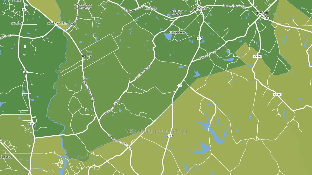 Mansfield, GA block-group voter-turnout map