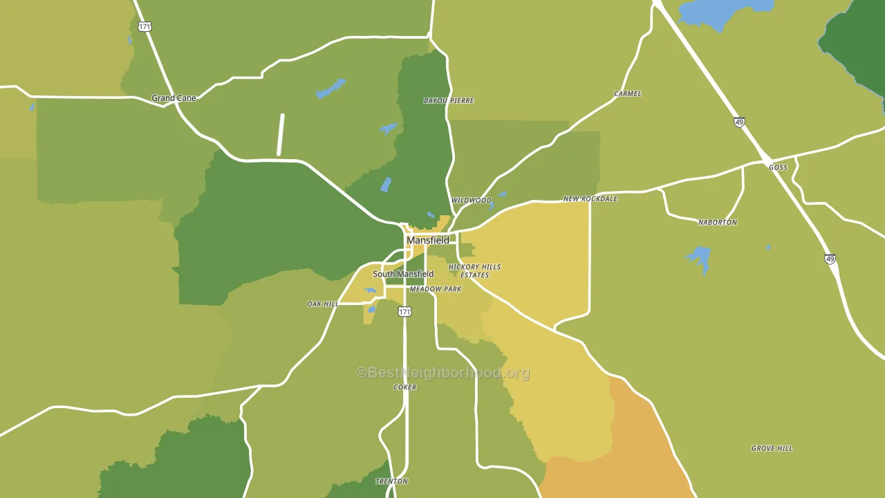 Mansfield, LA block-group voter-turnout map