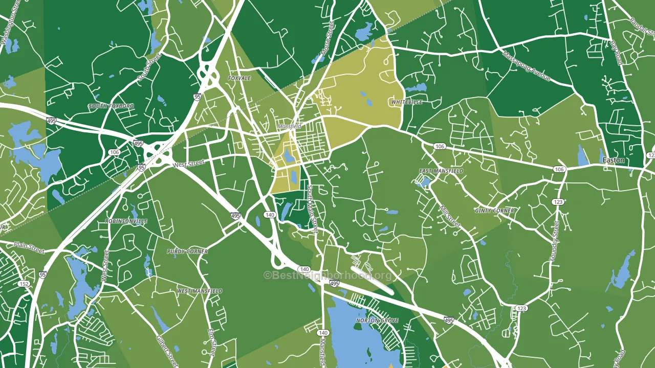 Mansfield, MA block-group voter-turnout map