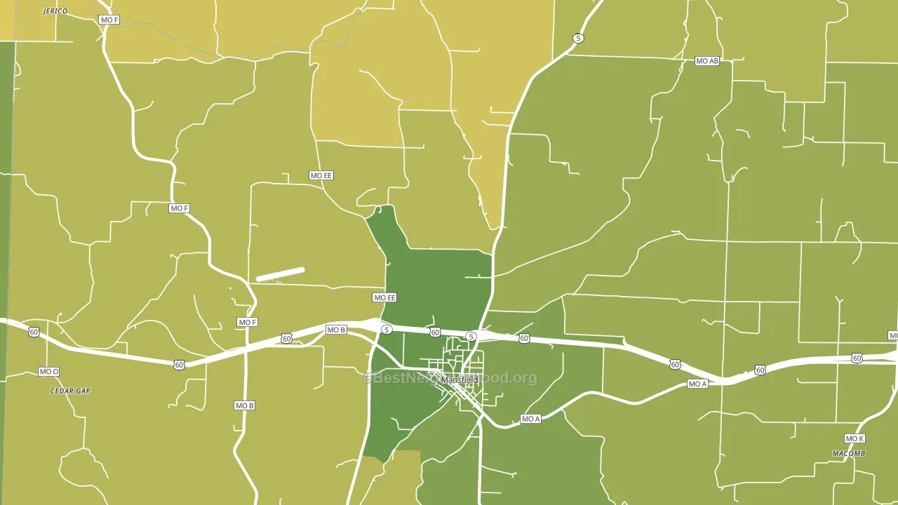 Mansfield, MO block-group voter-turnout map