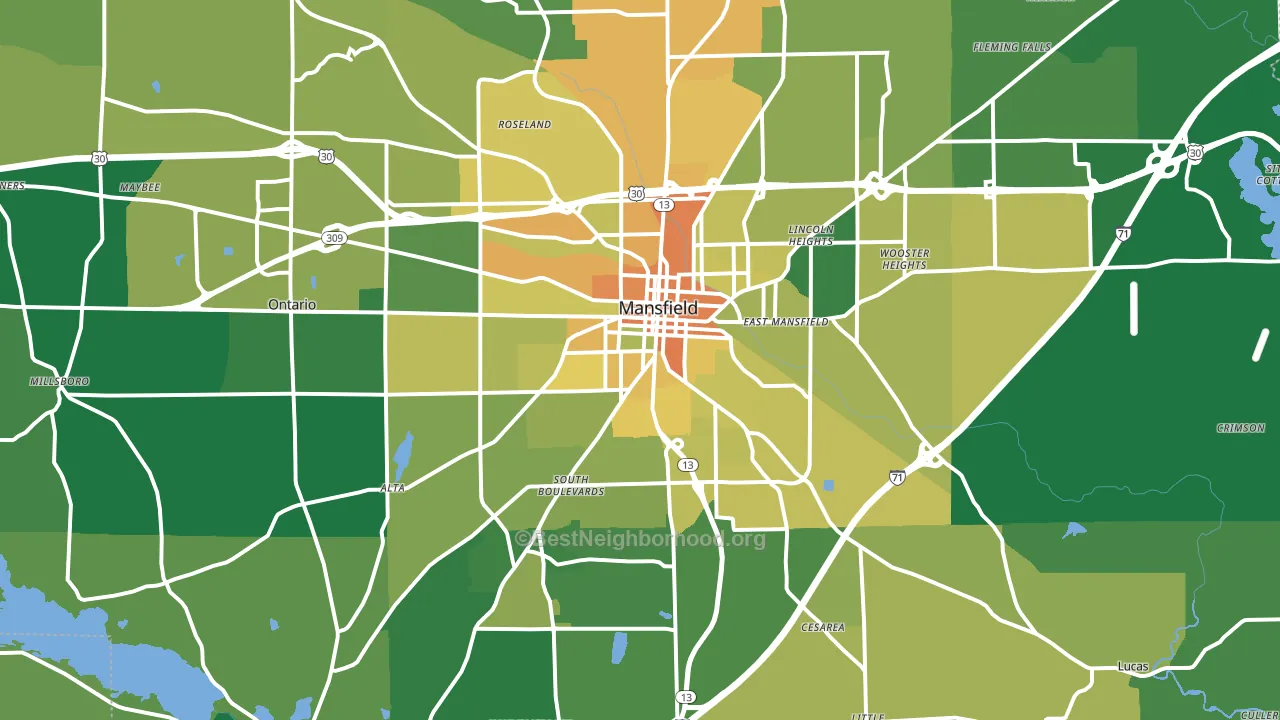 Mansfield, OH block-group voter-turnout map