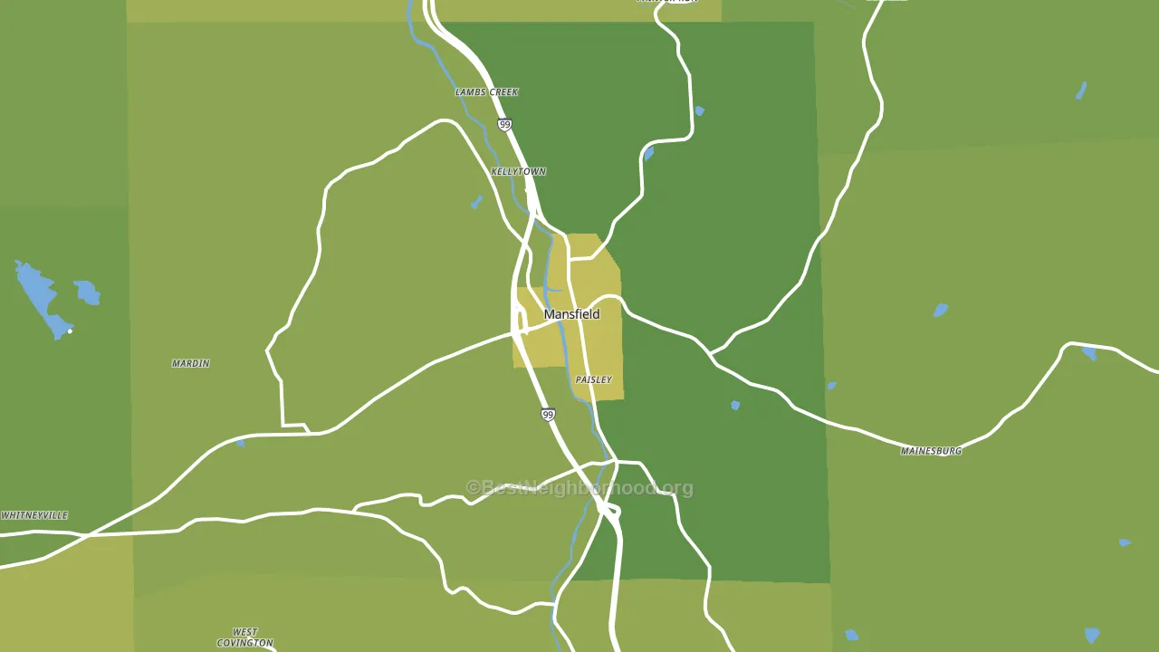 Mansfield, PA block-group voter-turnout map