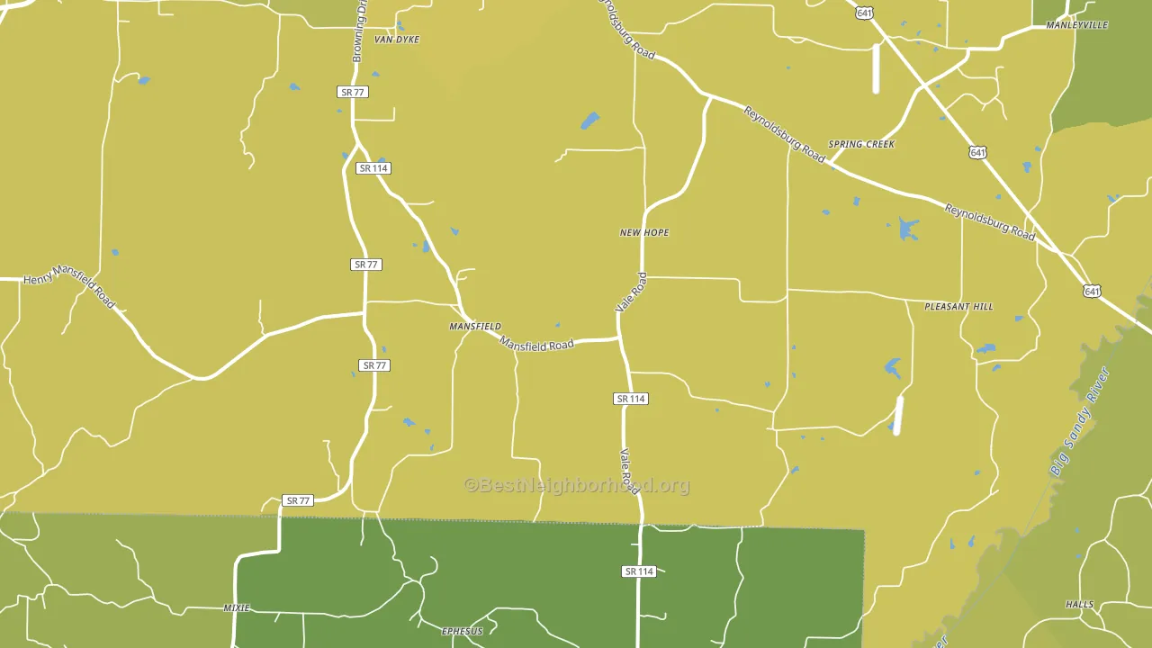 Mansfield, TN block-group voter-turnout map