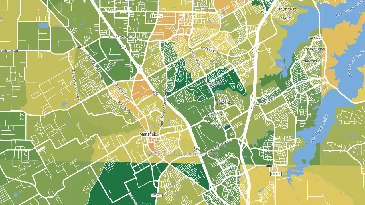 Mansfield, TX block-group voter-turnout map