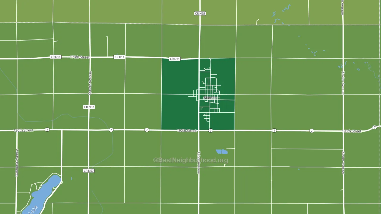 Manson, IA block-group voter-turnout map
