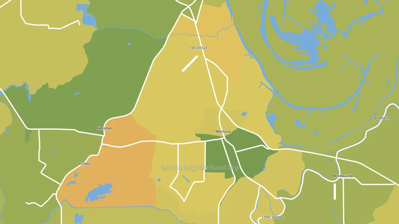 Mansura, LA block-group voter-turnout map