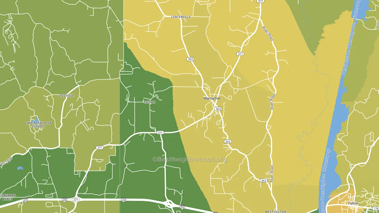 Mantachie, MS block-group voter-turnout map
