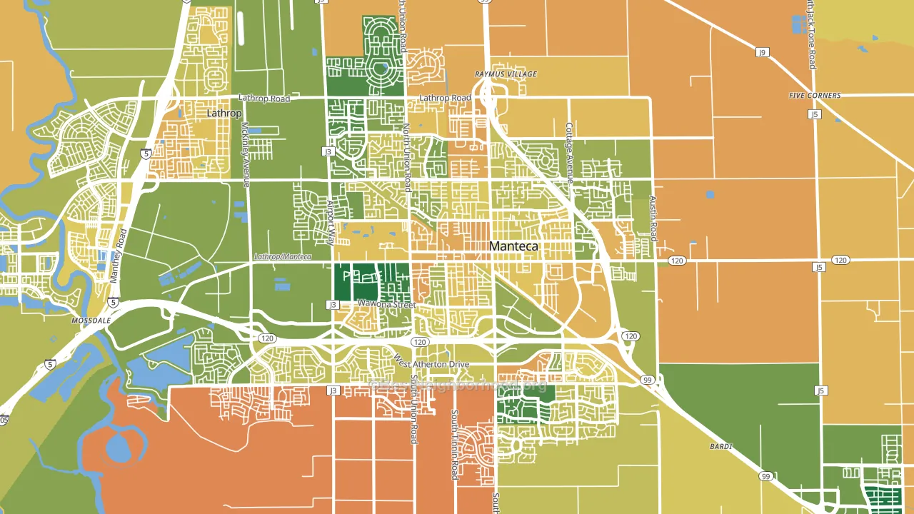Manteca, CA block-group voter-turnout map