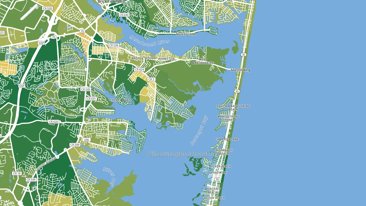 Mantoloking, NJ block-group voter-turnout map