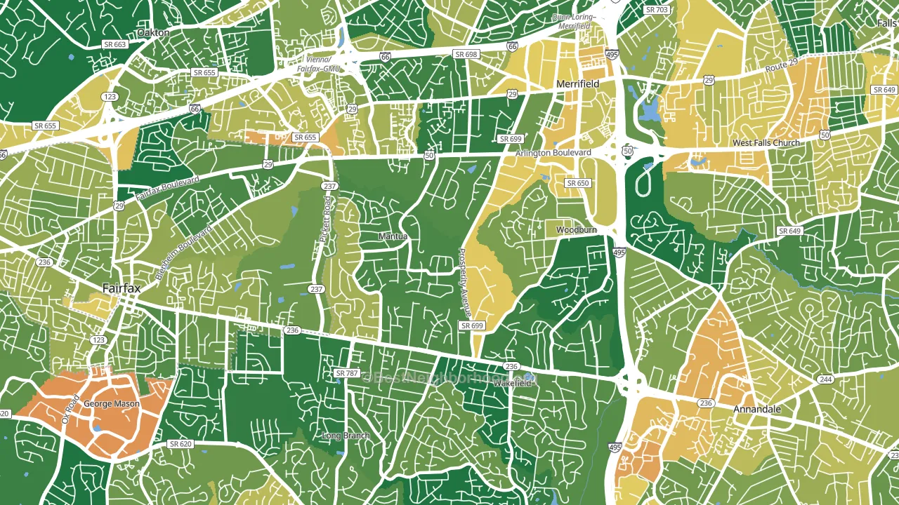 Mantua, Fairfax, VA block-group voter-turnout map