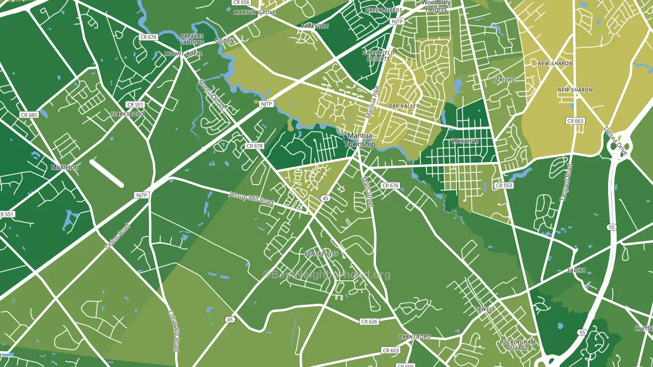 Mantua, NJ block-group voter-turnout map