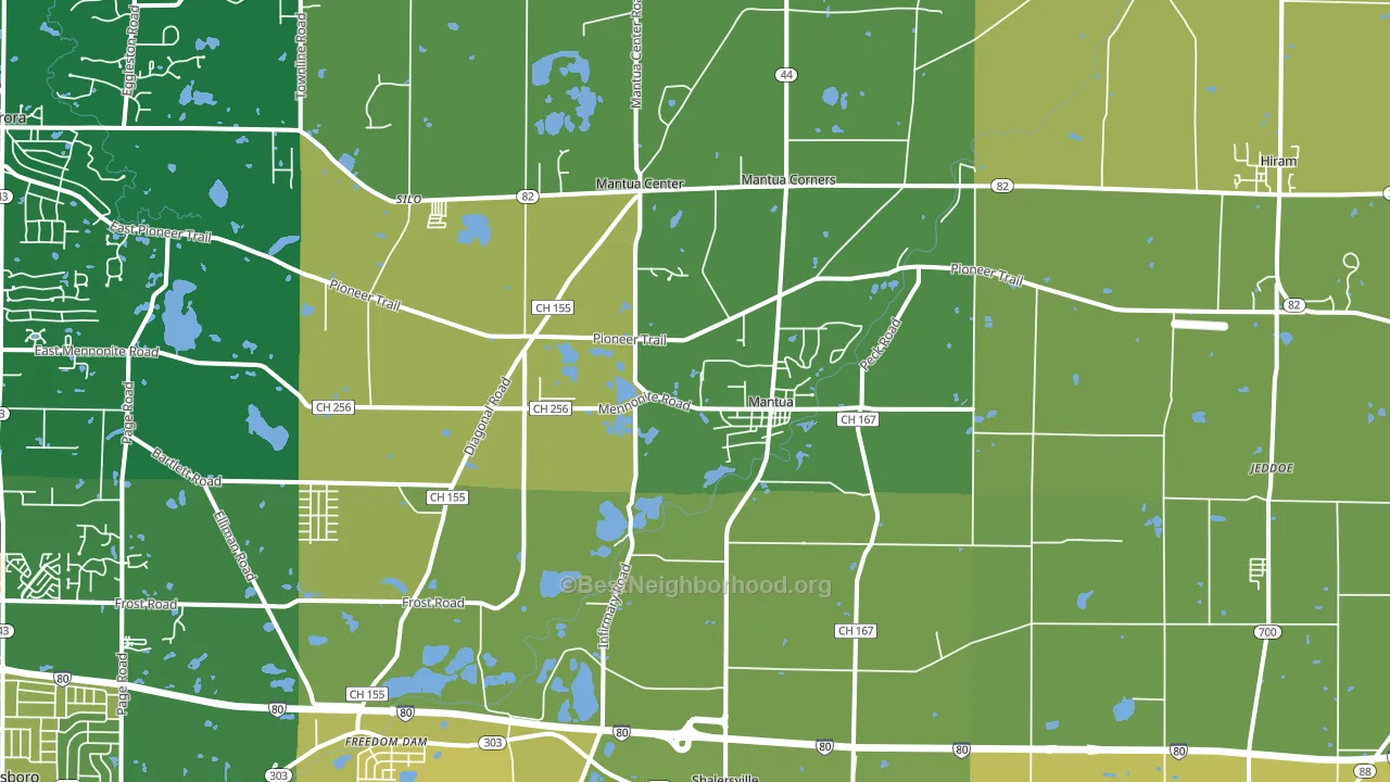 Mantua, OH block-group voter-turnout map