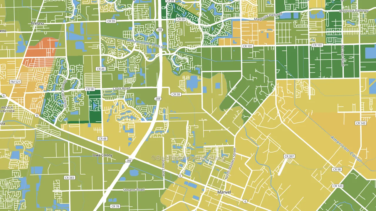 Manvel, TX block-group voter-turnout map