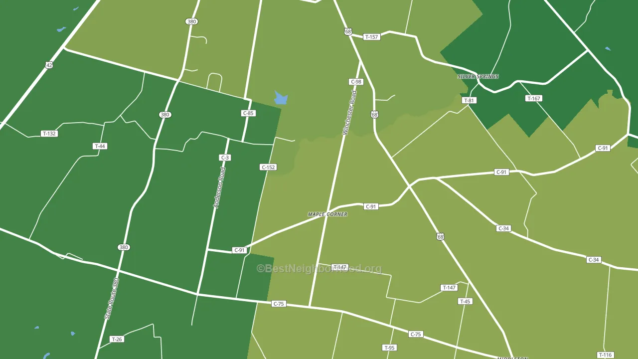 Maple Corner, OH block-group voter-turnout map