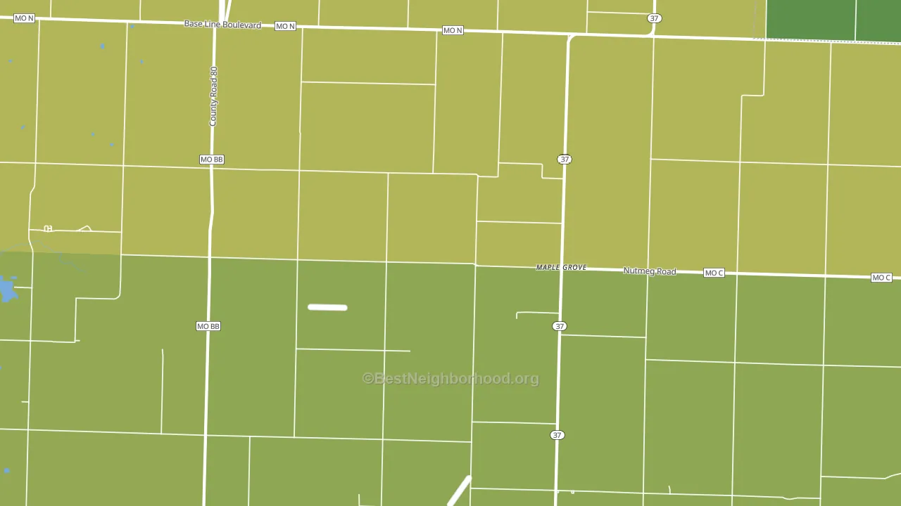 Maple Grove, MO block-group voter-turnout map