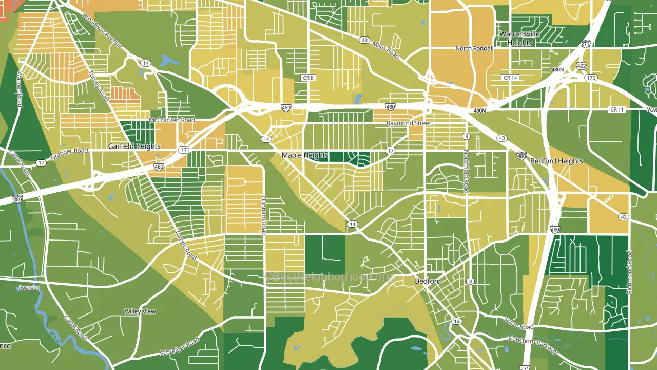 Maple Heights, OH block-group voter-turnout map