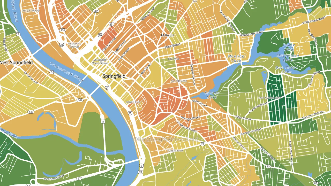 Maple High-Six Corners, Springfield, MA block-group voter-turnout map