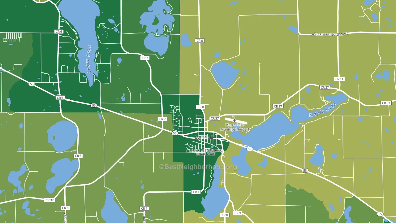 Maple Lake, MN block-group voter-turnout map
