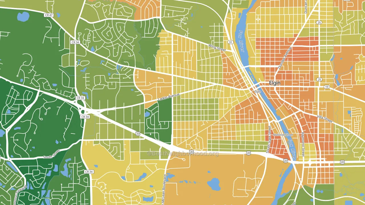 Maple Manor, Elgin, IL block-group voter-turnout map