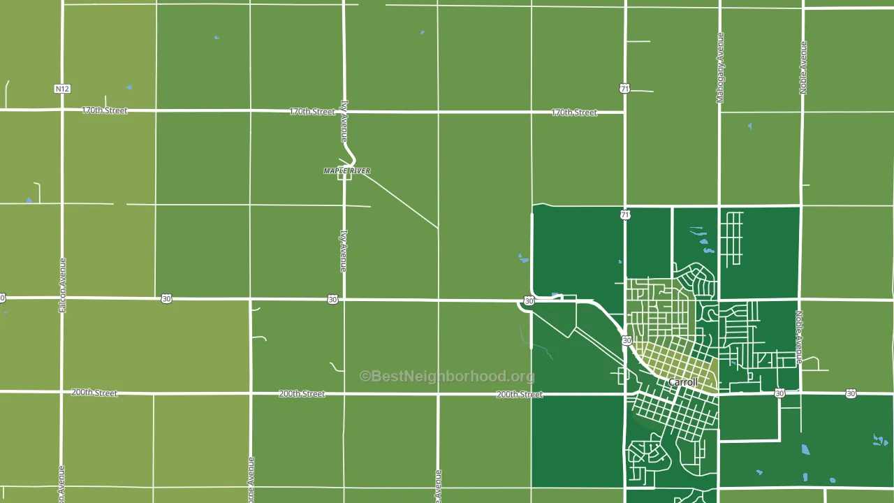 Maple River, IA block-group voter-turnout map