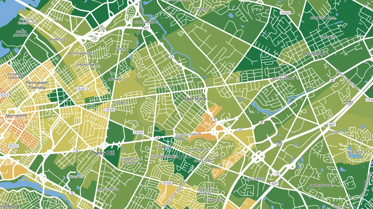 Maple Shade, NJ block-group voter-turnout map